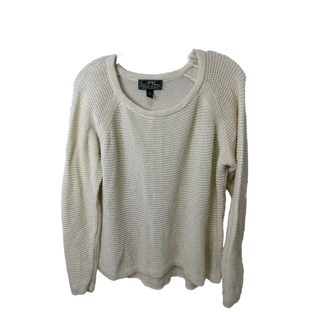 Lauren Ralph Lauren‎ Crew Neck Pullover Knitted  Sweater Woman's Size XL Cream.